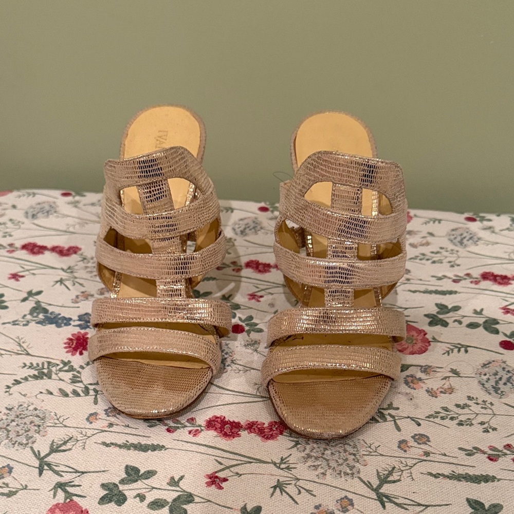 Ivanka Trump Gold Strappy Heels
